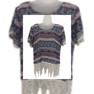 Maurice's lace fringed top size M